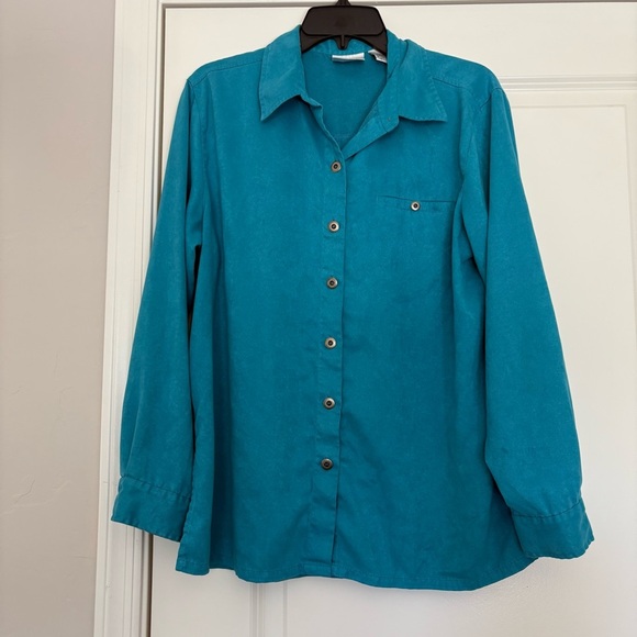 Vintage Chico’s Women’s Turquoise Button- Down Shirt - Picture 1 of 9